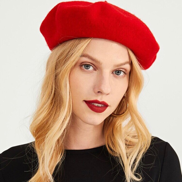 Accessories - Chic Red  Wool Beret